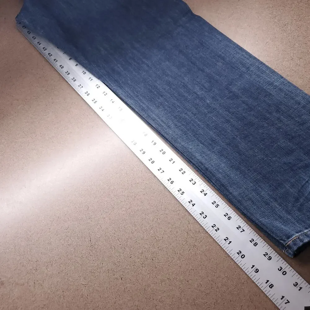 Lucky‎ Brand 221 Straight Jeans Men 34x30 Dark Blue Denim Stretch Distressed